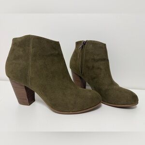 Olive Green Suede Ankle Boots